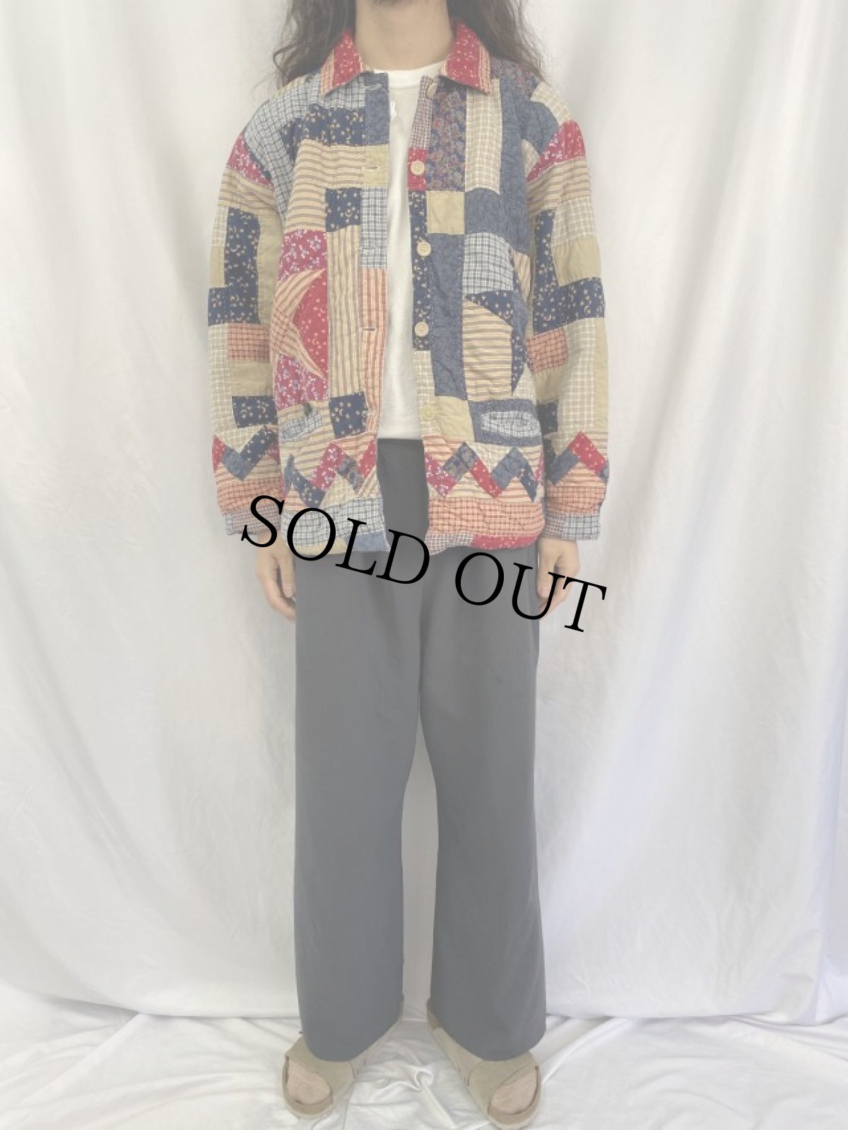 画像3: パッチワーク キルティングジャケット M (3)