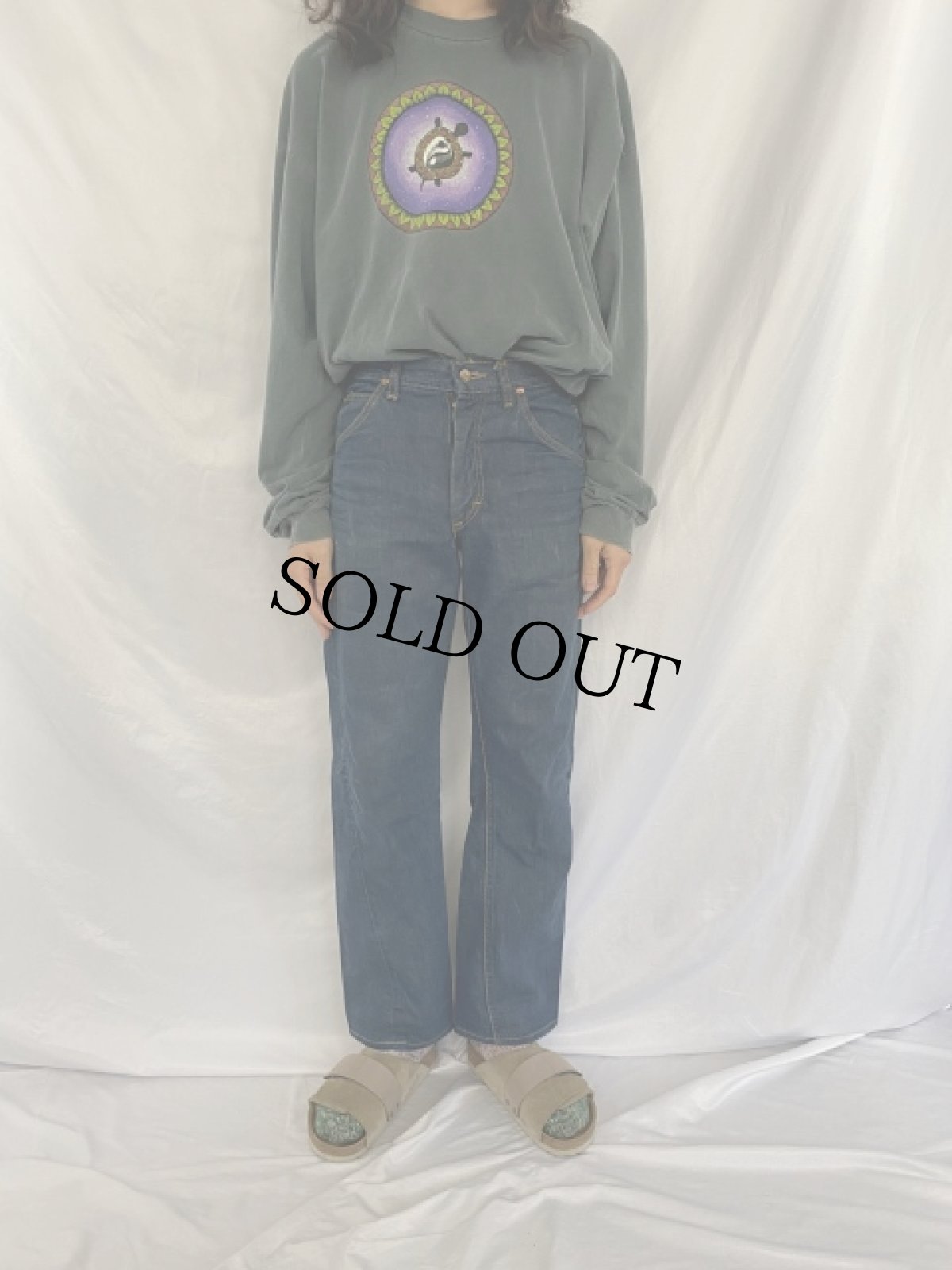 画像2: 70's Lee 101Z USA製 サイド黒 デニムパンツ W31 (2)