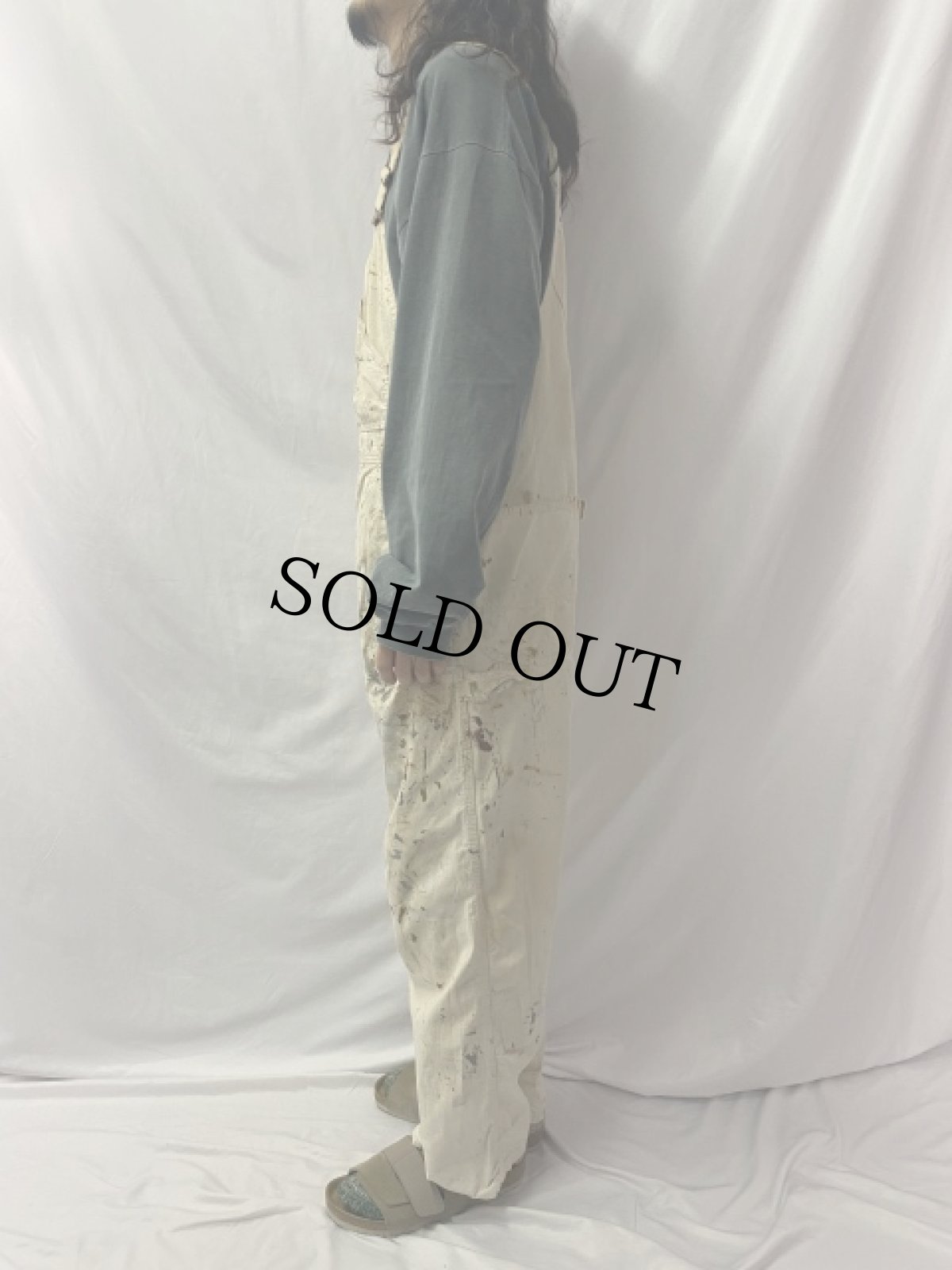 画像3: 70's Lee USA製 ペンキペイント 生成りオーバーオール (3)