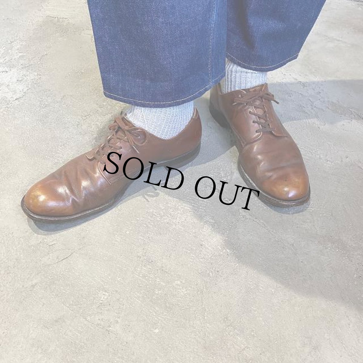 画像2: 40〜50's U.S.NAVY Service Shoes Brown Leather 9 1/2 C (2)