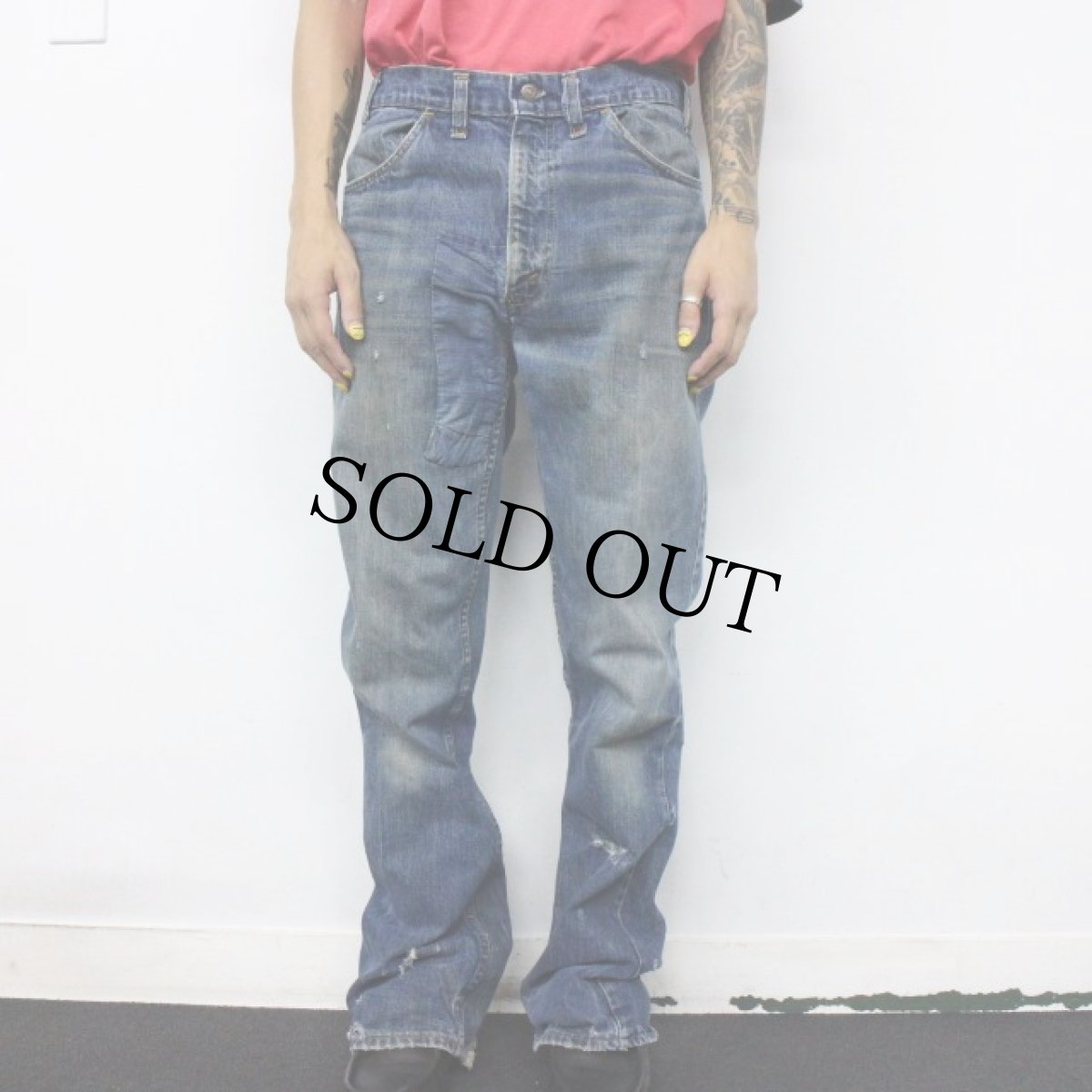 画像4: 70's LEVI'S 646 BIGE ベルボトムデニムパンツ W33 (4)