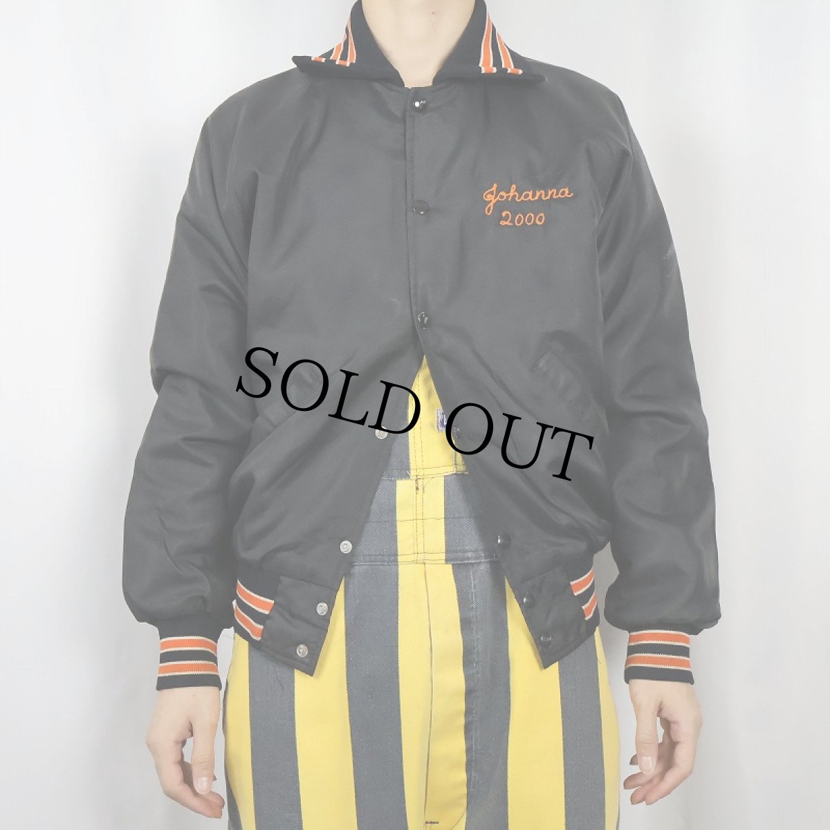 画像3: 70〜80's USA製 "Seneea east" チェーン刺繍 中綿入りスタジャン BLACK (3)