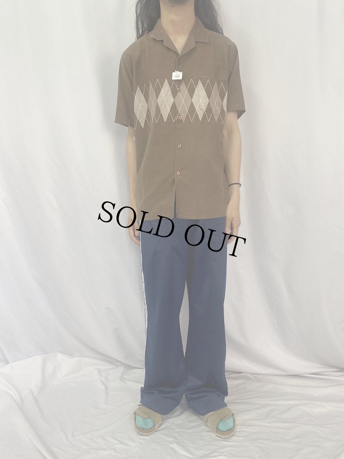 画像2: アーガイル柄 コットンオープンカラーシャツ (2)