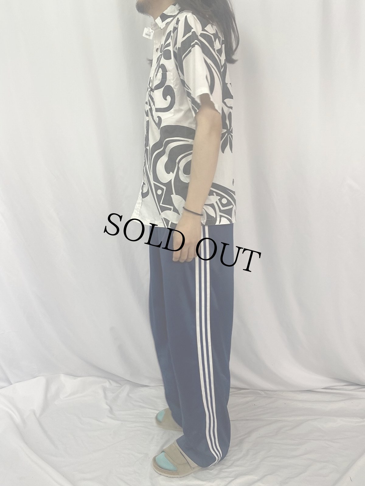 画像3: 80's 総柄 コットン×ポリ ハワイアンシャツ S (3)