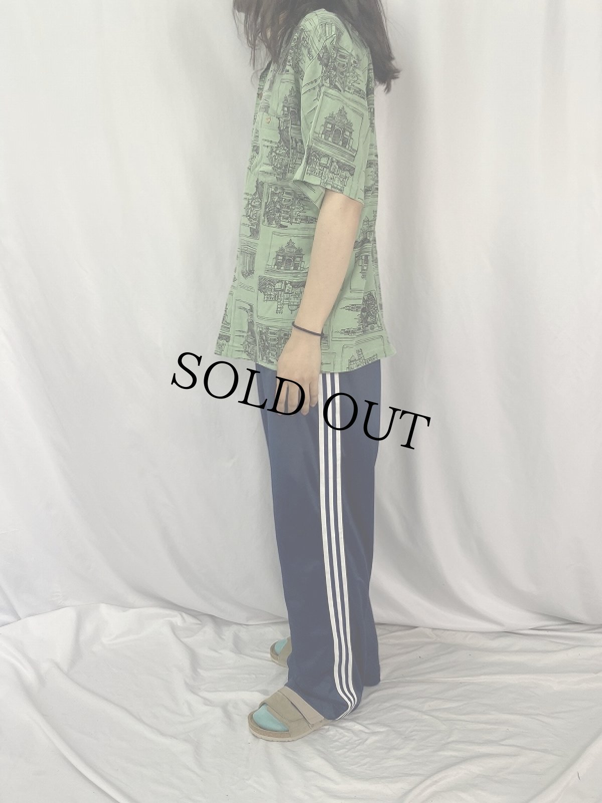 画像3: J.T.BECKETT 総柄 レーヨンオープンカラーシャツ M (3)