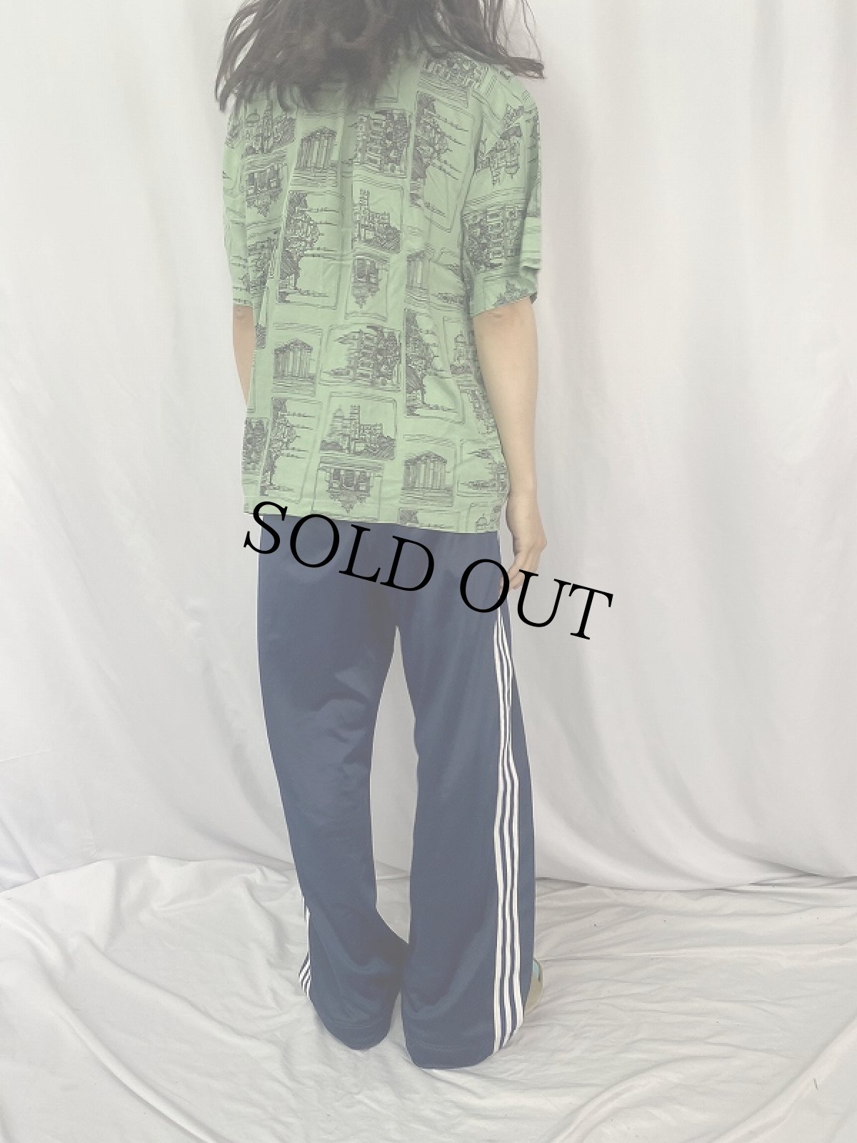 画像4: J.T.BECKETT 総柄 レーヨンオープンカラーシャツ M (4)