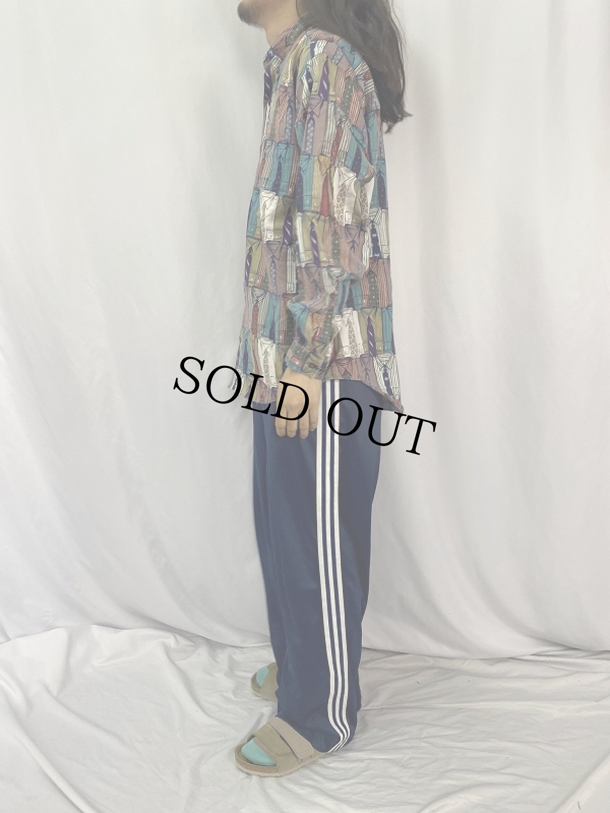 画像3: COLOURS by ALEXANDER JULIAN 総柄 コットンレーヨン ボタンダウンシャツ L (3)