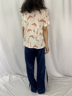 画像4: フラミンゴ柄 レーヨンオープンカラーシャツ L (4)