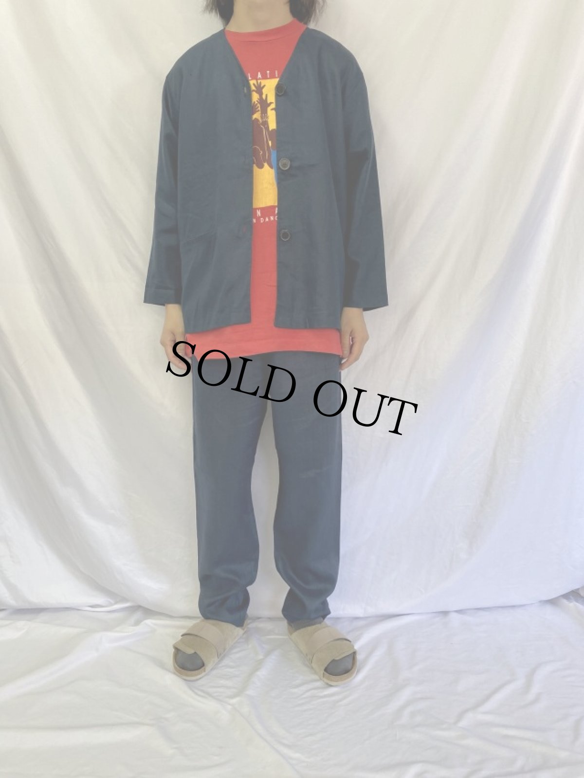 画像2: リネンノーカラージャケット/イージーパンツ SETUP DEADSTOCK S (2)