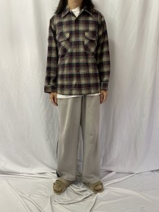 画像2: 70〜80's PENDLETON USA製 チェック柄 オープンカラーウールシャツ L (2)