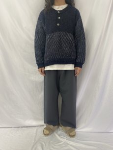 画像2: 70〜80's L.L.Bean NORWAY製 バーズアイ プルオーバーウールニットセーター NAVY L (2)