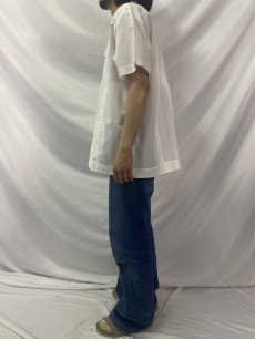 画像3: ポリ×コットン 刺繍キューバシャツ XL (3)