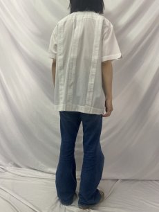 画像4: ポリ×コットン 刺繍キューバシャツ XL (4)