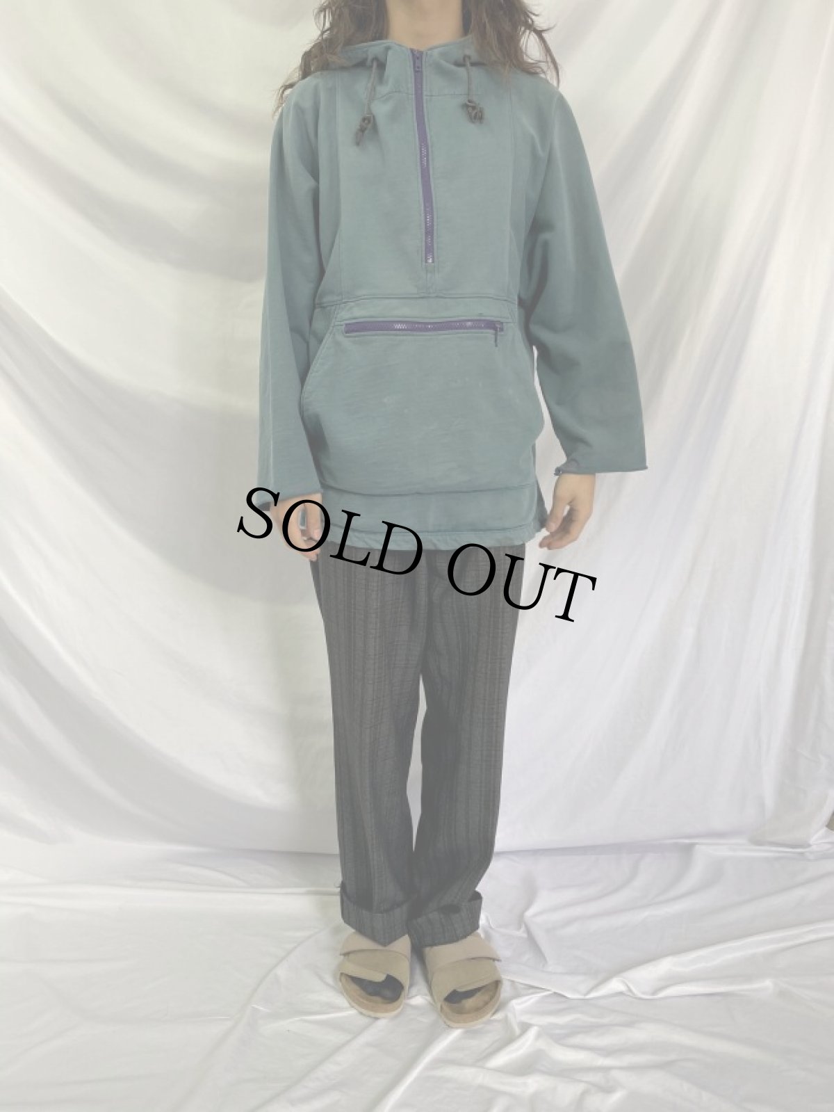 画像2: L.L.Bean "THE DOORS" バンドワッペン付き ハーフジップスウェットフーディー M (2)