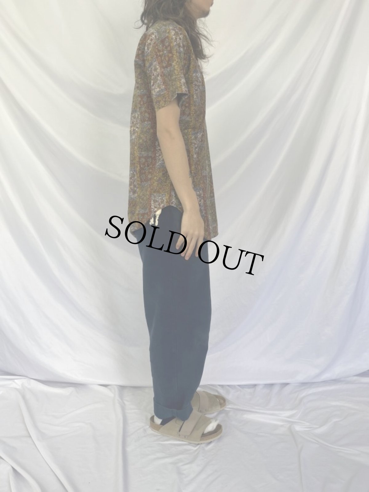 画像3: 60's Manhattan 総柄 プルーバー ボタンダウンコットンシャツ M (3)