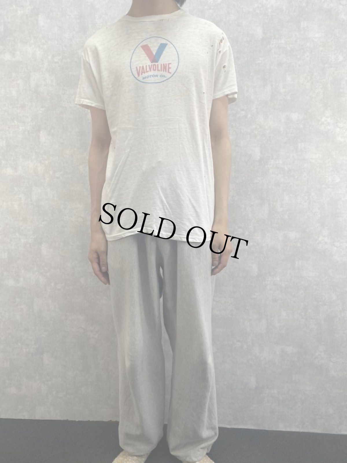 画像2: 60's VALVOLINE MOTOR OIL 染み込み 企業プリントTシャツ L (2)