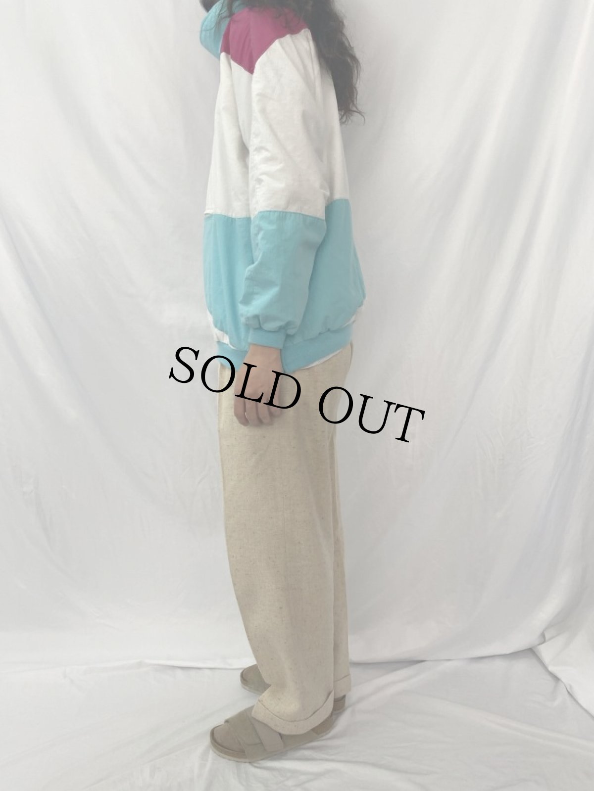 画像3: 80〜90's 斜めジップ 切り替えデザイン プルオーバージャケット M (3)