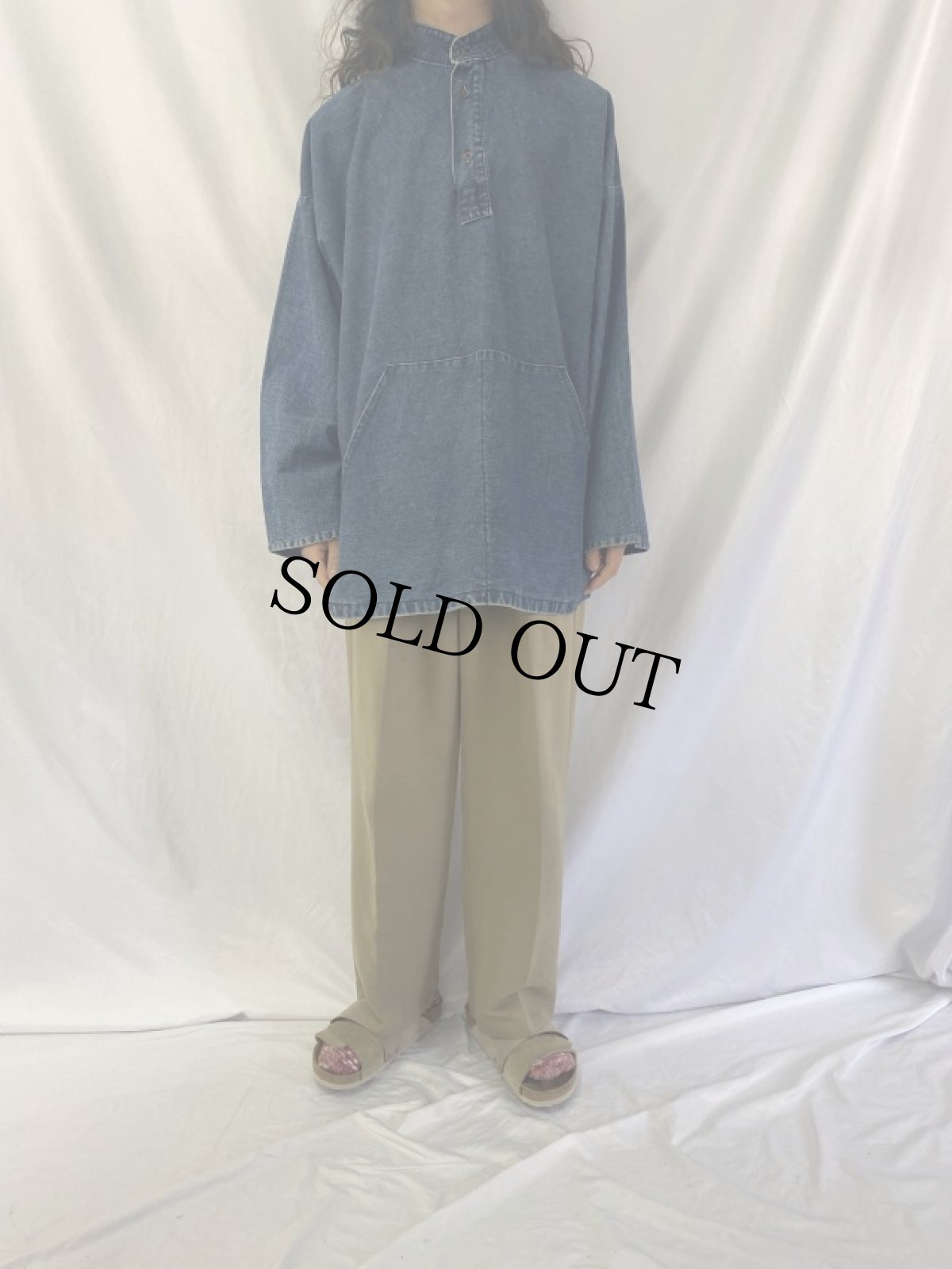画像2: 〜90's Lee Valley Smocks IRELAND製 デニムプルオーバースモック XL (2)