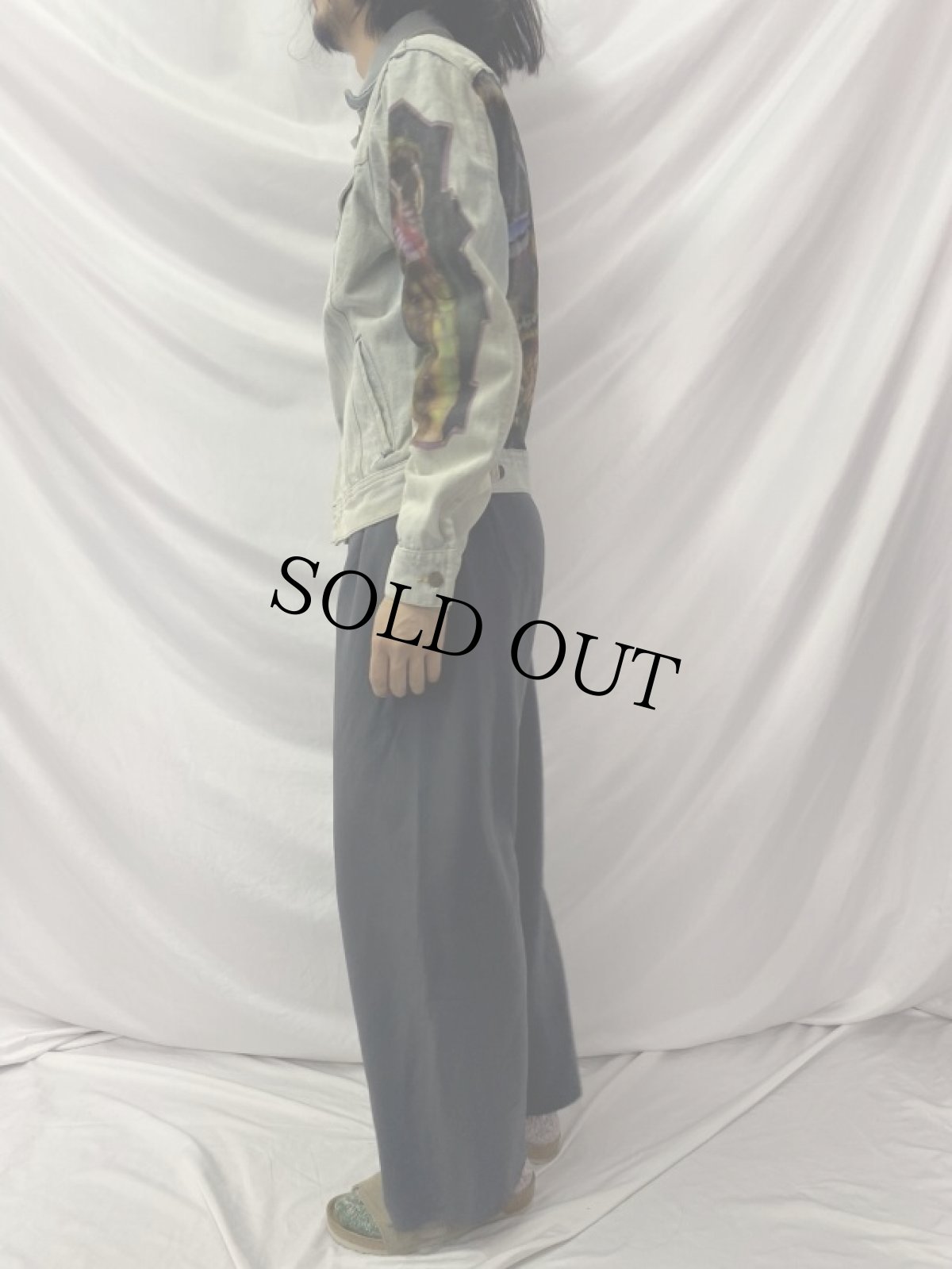 画像3: 70's Lee USA製 スカル×蛇 ハンドペイントデニムジャケット 38L (3)