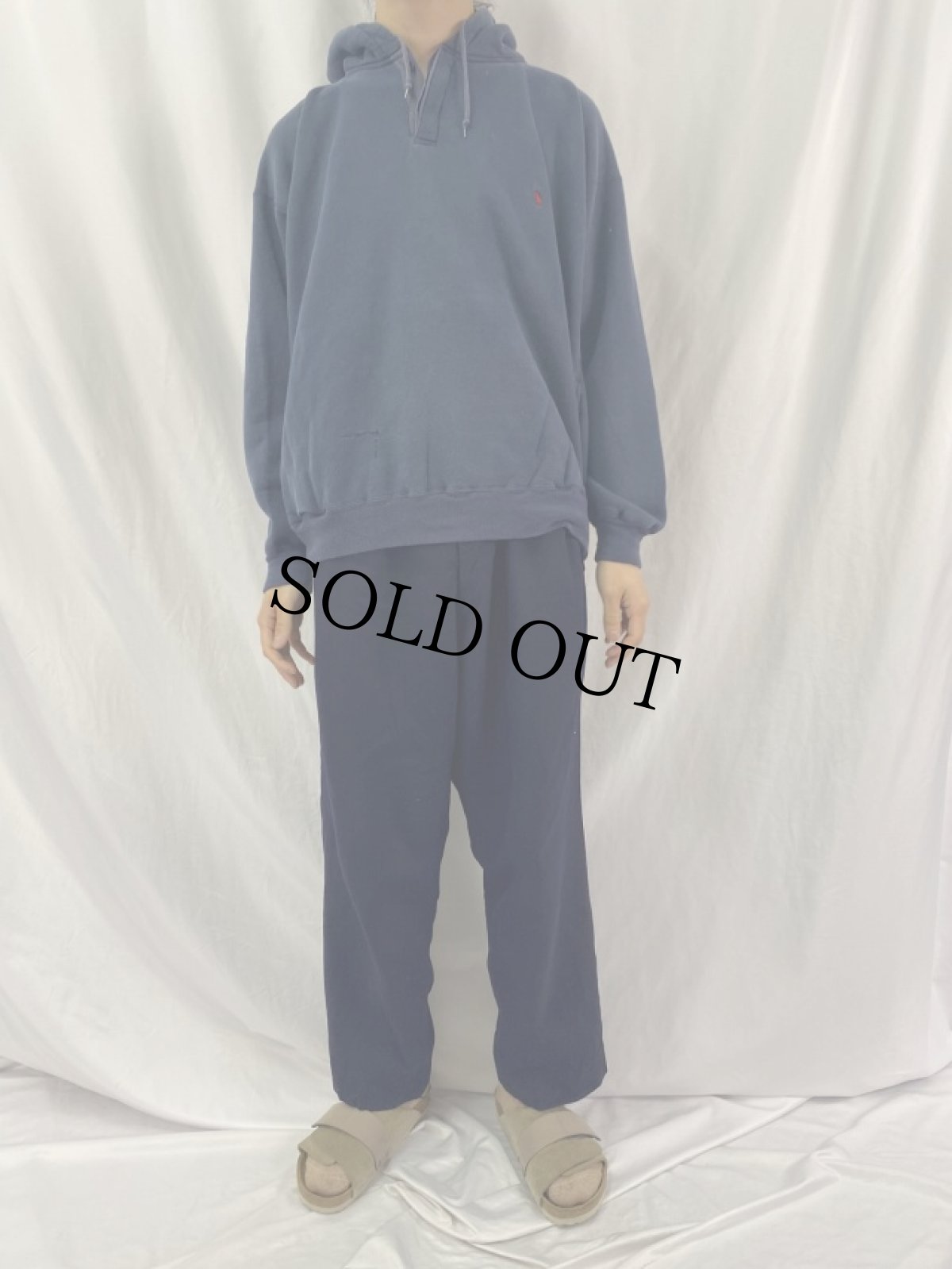 画像2: 90's POLO Ralph Lauren USA製 ヘンリーネック スウェットフーディー XL (2)