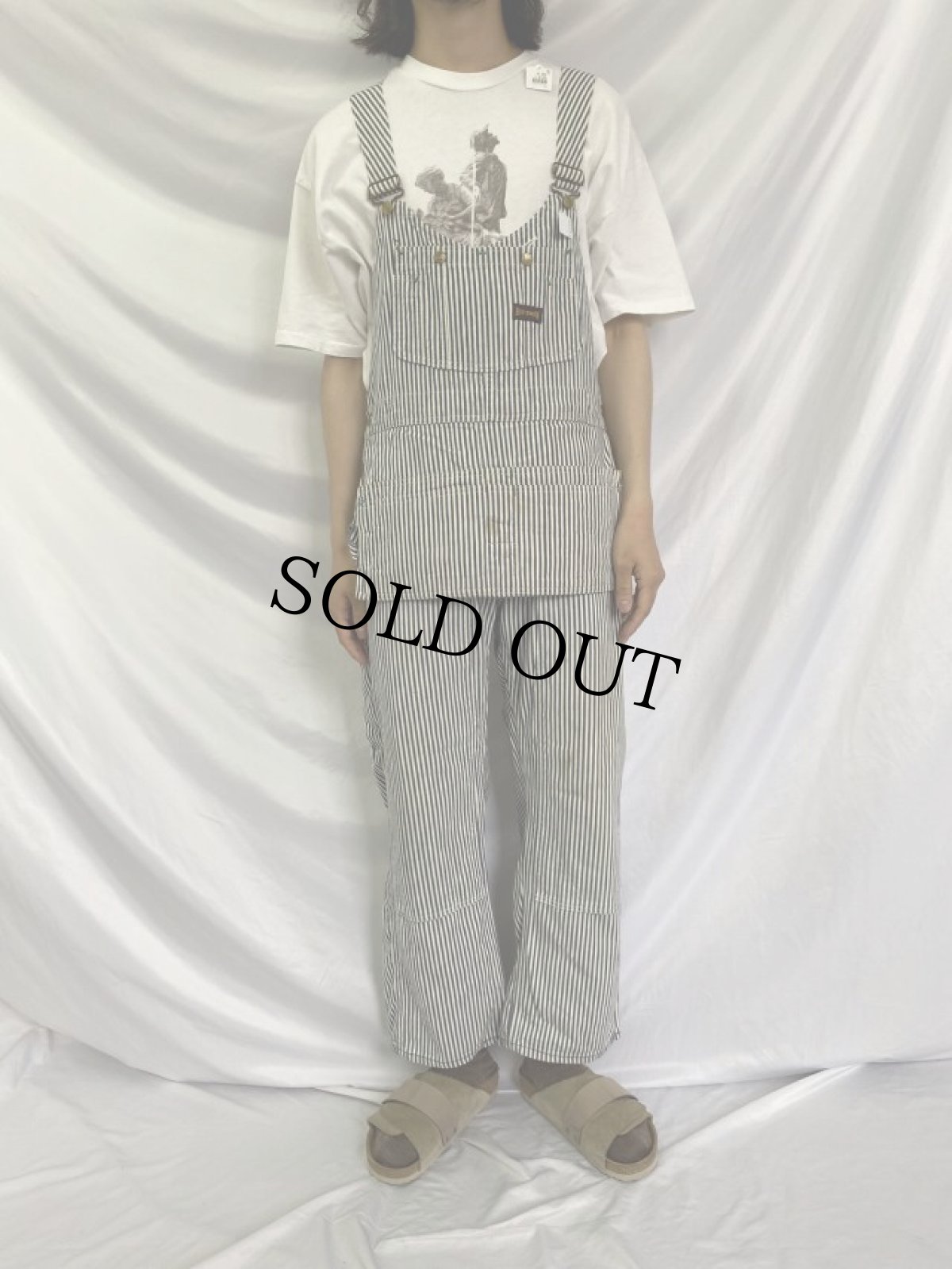画像2: 50〜60's BIG SMITH ヒッコリーストライプ エプロン付きオーバーオール (2)