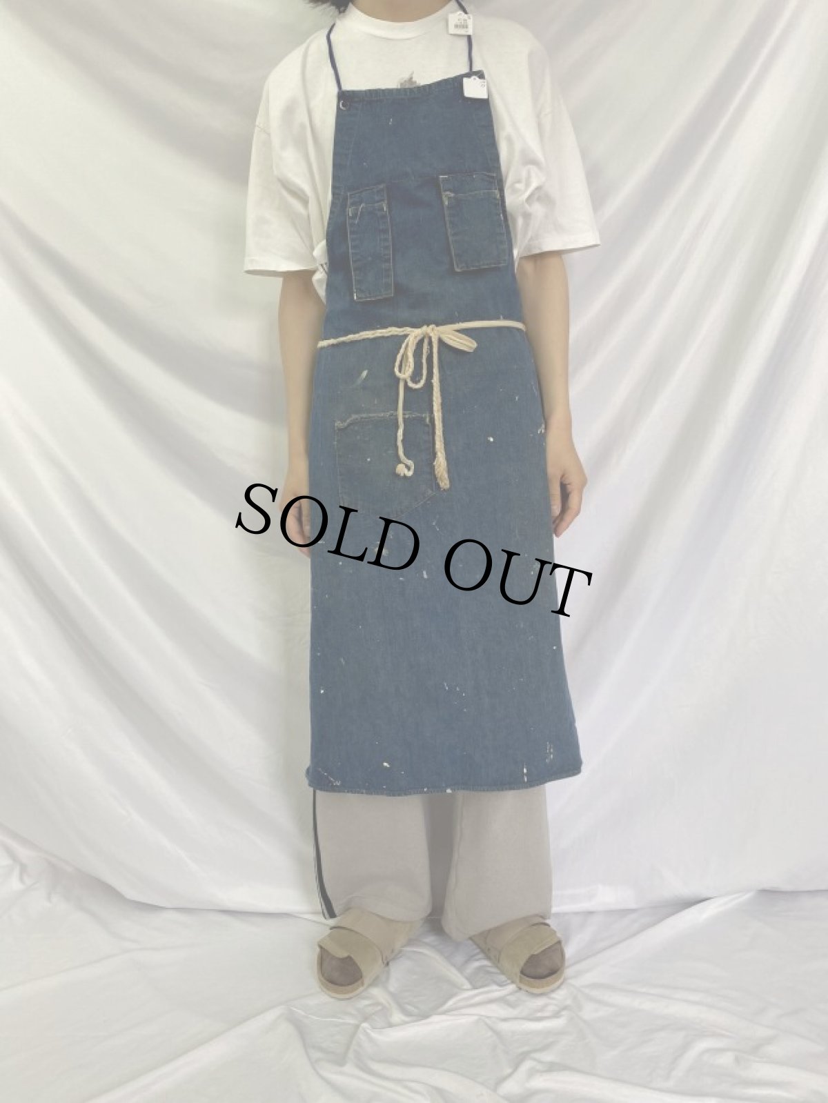 画像2: VINTAGE 耳付きデニムエプロン (2)