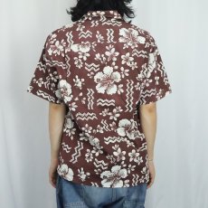画像3: 50's Student Shop ハイビスカス柄 コットンハワイアンシャツ M (3)