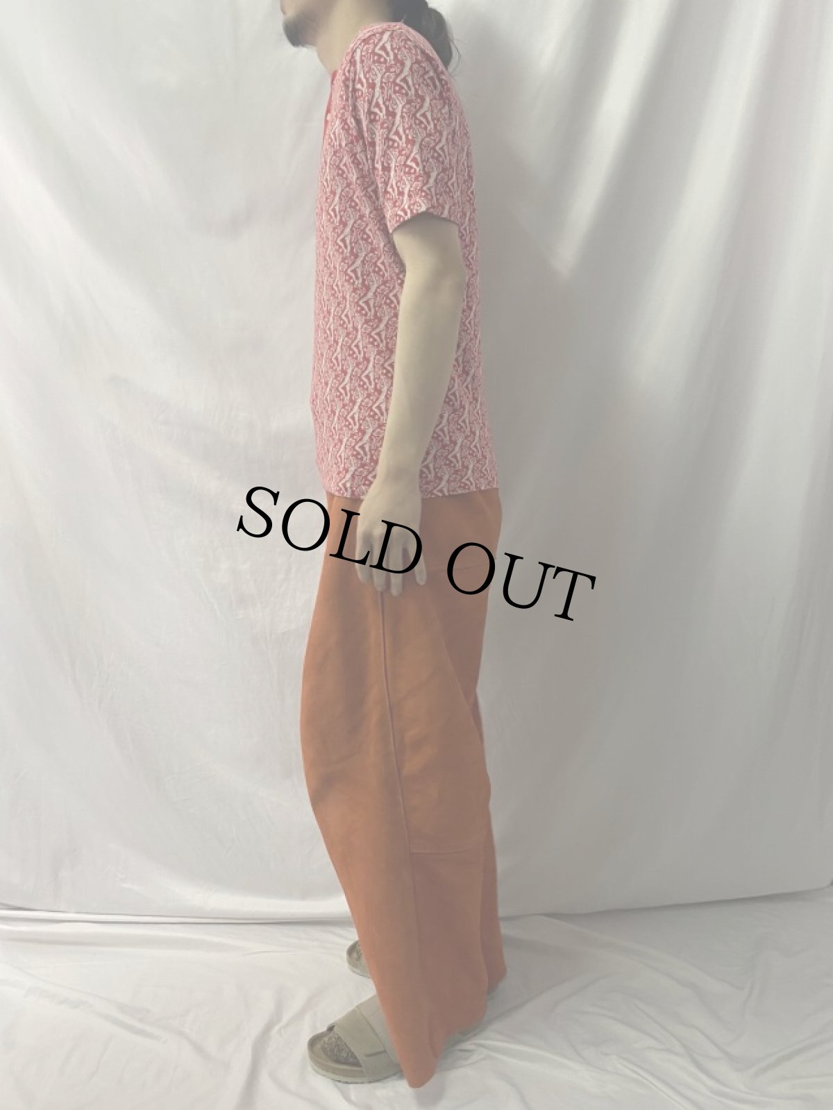 画像3: 70's USA製 女性柄ヘンリーネック ジャガード織りTシャツ L (3)