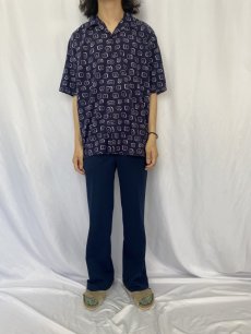 画像2: PERRY ELLIS 総柄オープンカラー コットンレーヨンシャツ XL (2)