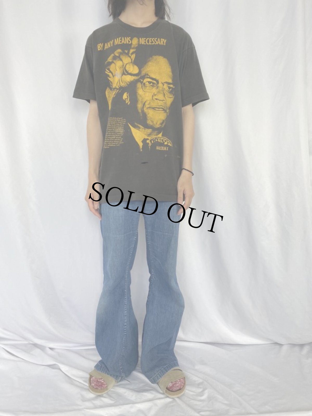 画像2: 90's MALCOLM X USA製 "BY ANY MEANS NECESSARY" 名言プリントTシャツ XL (2)