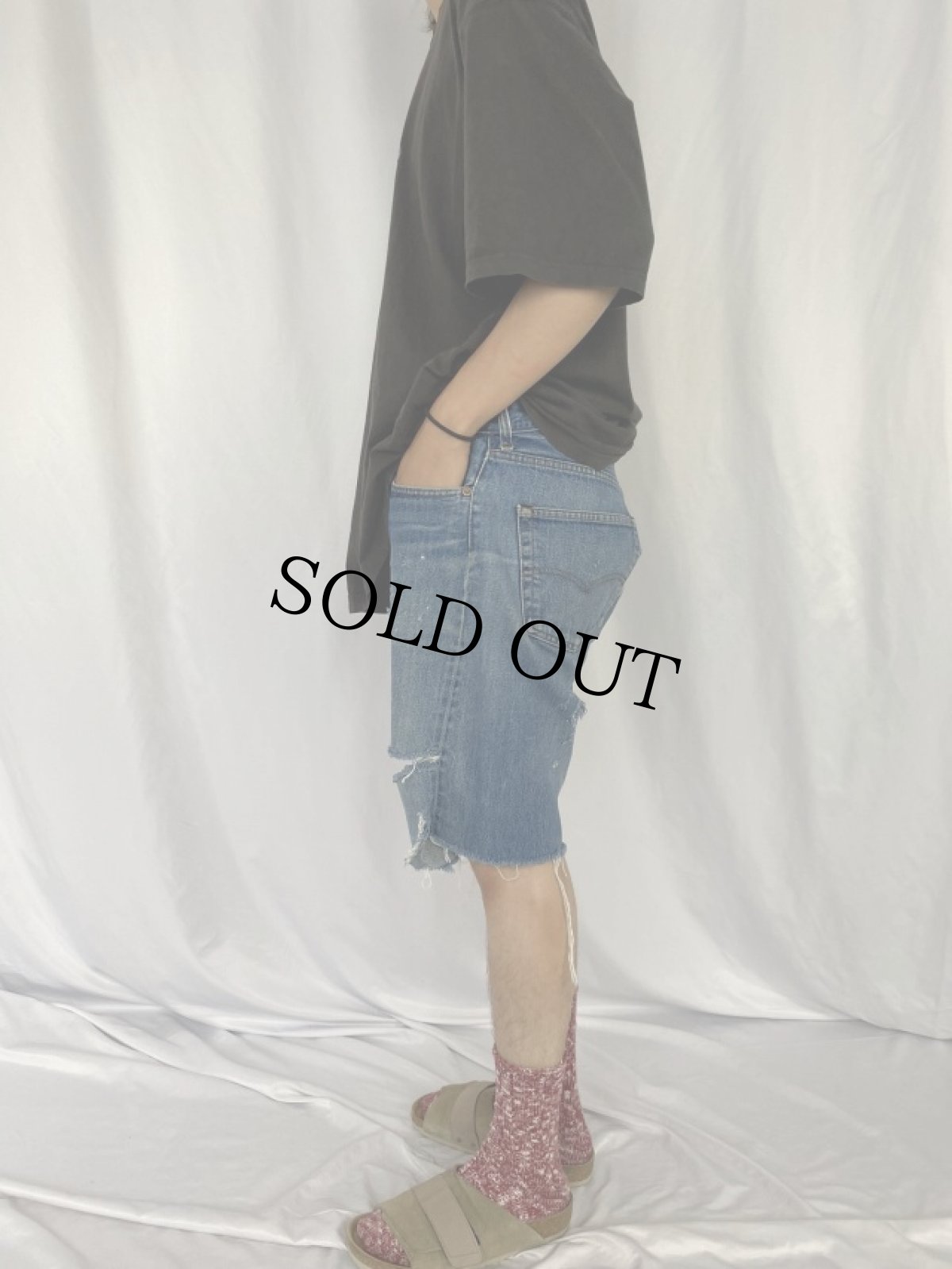 画像3: 80's Levi's 501 USA製 RED LINE カットオフデニムショーツ W36 (3)