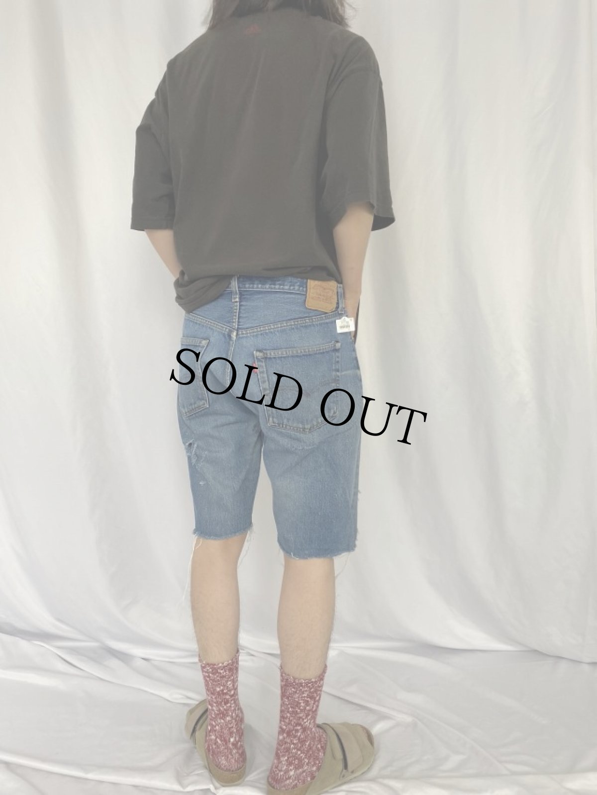 画像4: 80's Levi's 501 USA製 RED LINE カットオフデニムショーツ W36 (4)