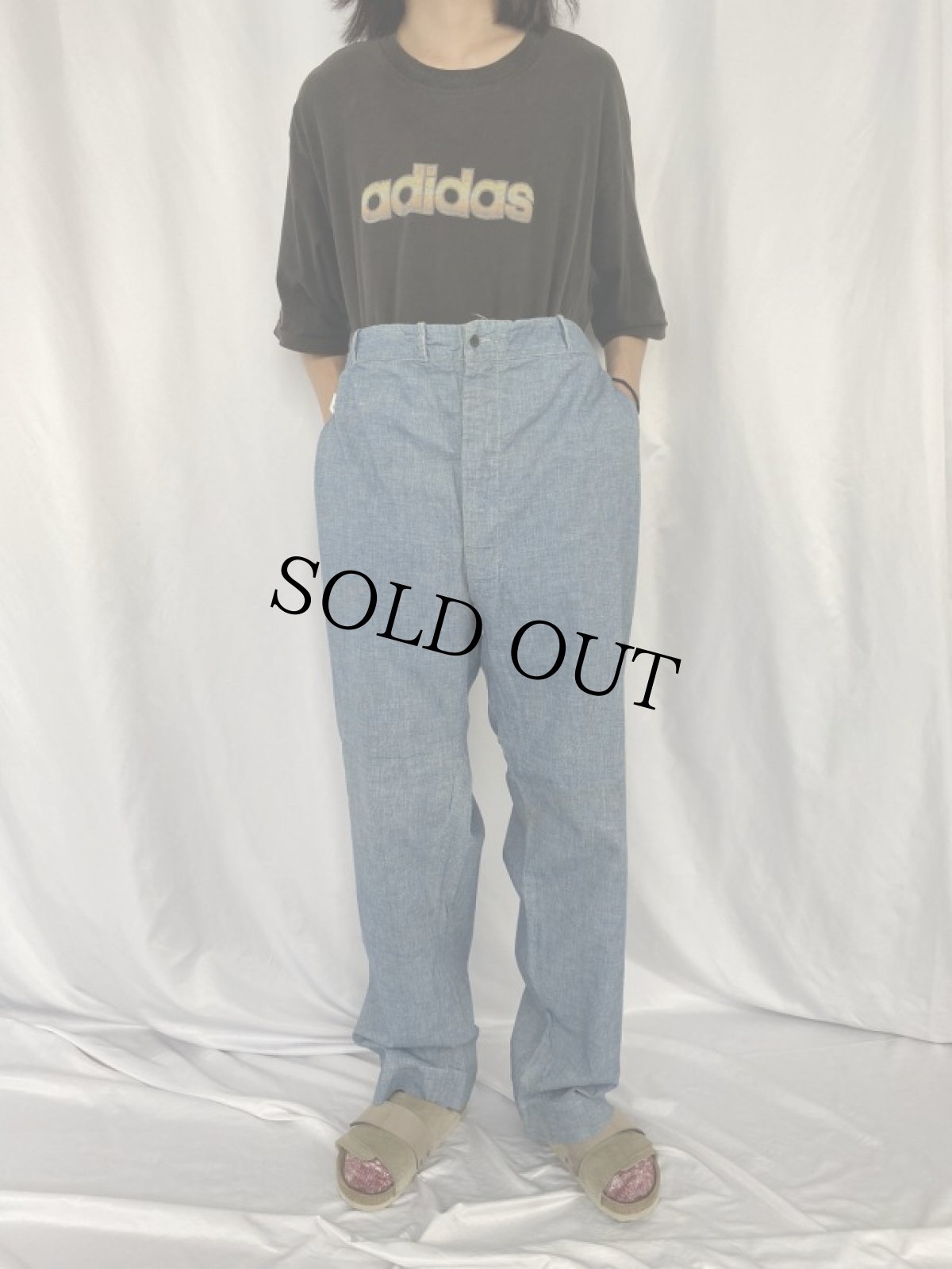 画像2: 40's OTIS FABRIC コットンワークパンツ W48 (2)