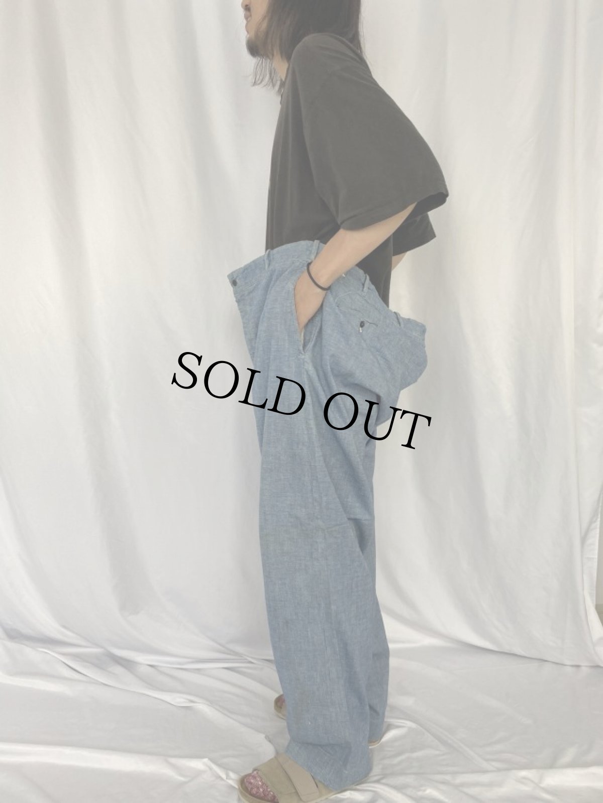 画像3: 40's OTIS FABRIC コットンワークパンツ W48 (3)