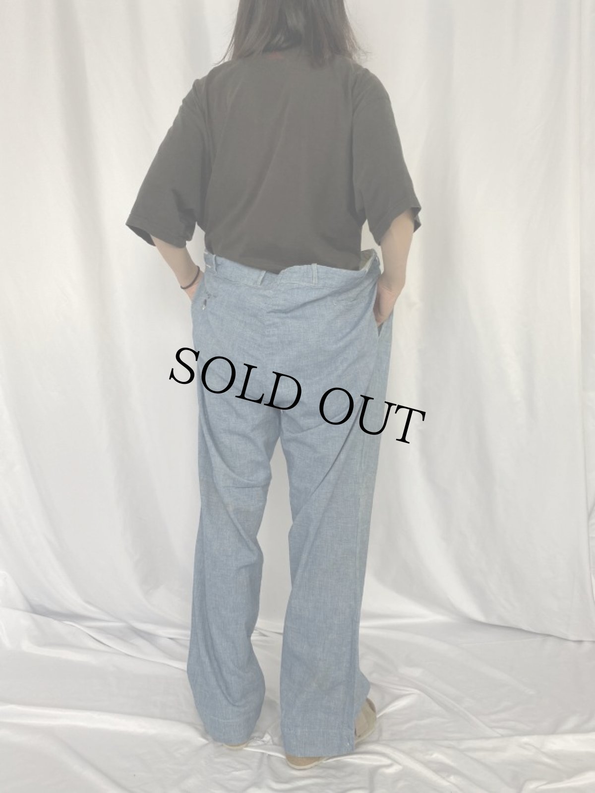 画像4: 40's OTIS FABRIC コットンワークパンツ W48 (4)