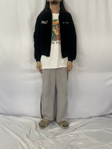 画像5: 50's "S.M.U. MUSTANGS ラブリー" 黒別珍×ホワイトサテン スカジャン (5)