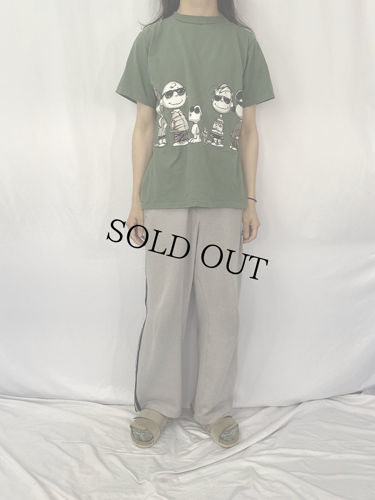 画像2: 90's PEANUTS USA製 キャラクターパロディプリントTシャツ L (2)