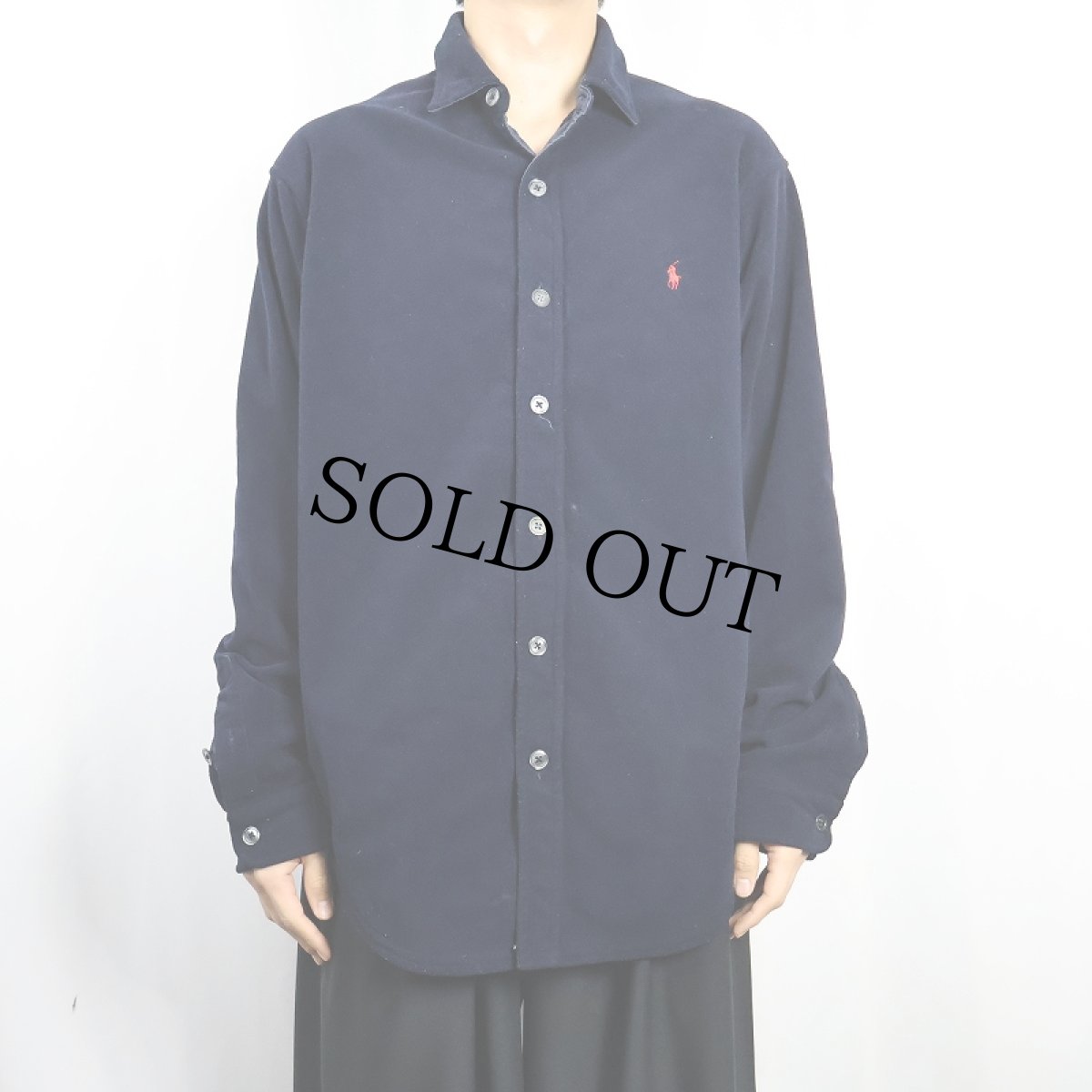 画像2: POLO Ralph Lauren フリースシャツ NAVY L (2)