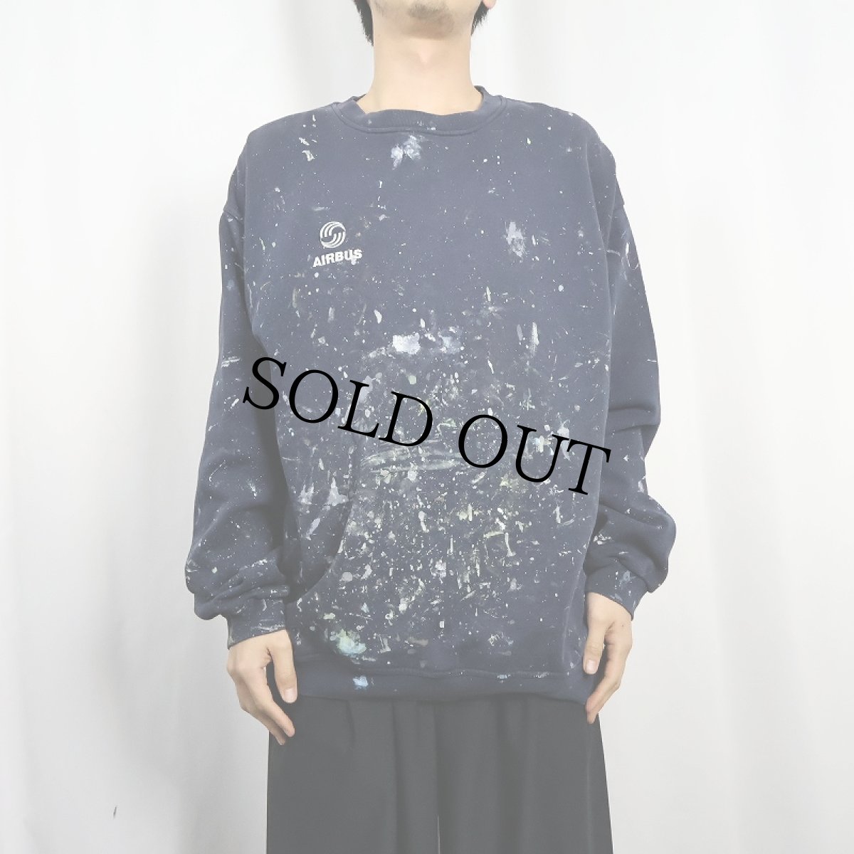 画像3: AIRBUS 航空会社ロゴ刺繍 ペンキペイントスウェット NAVY XL (3)