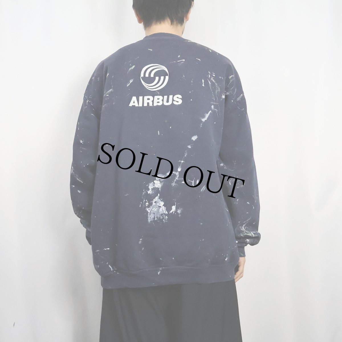 画像4: AIRBUS 航空会社ロゴ刺繍 ペンキペイントスウェット NAVY XL (4)