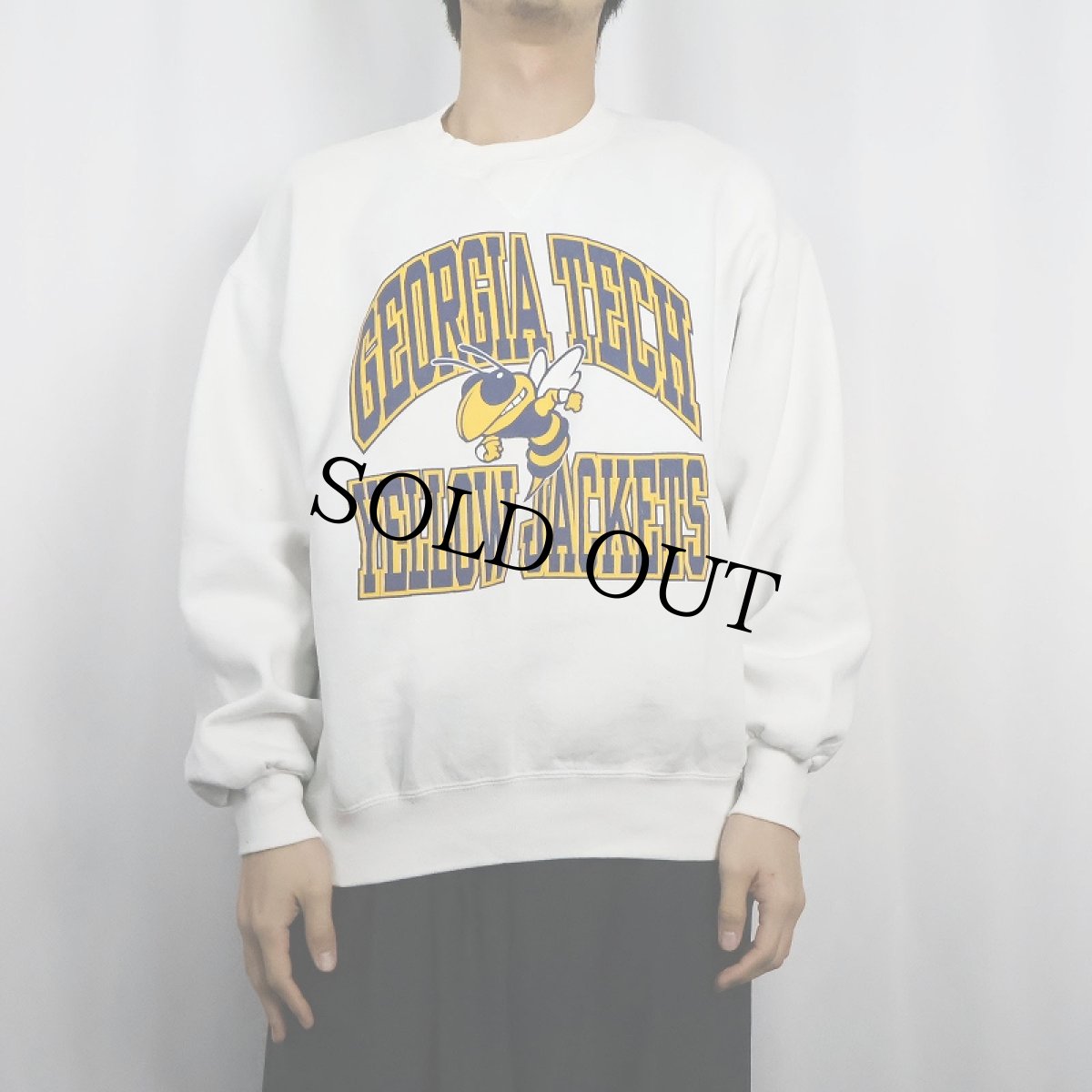 画像2: 90's RUSSELL ATHLETIC USA製 "GEORGIA TECH" 前V プリントスウェット L (2)