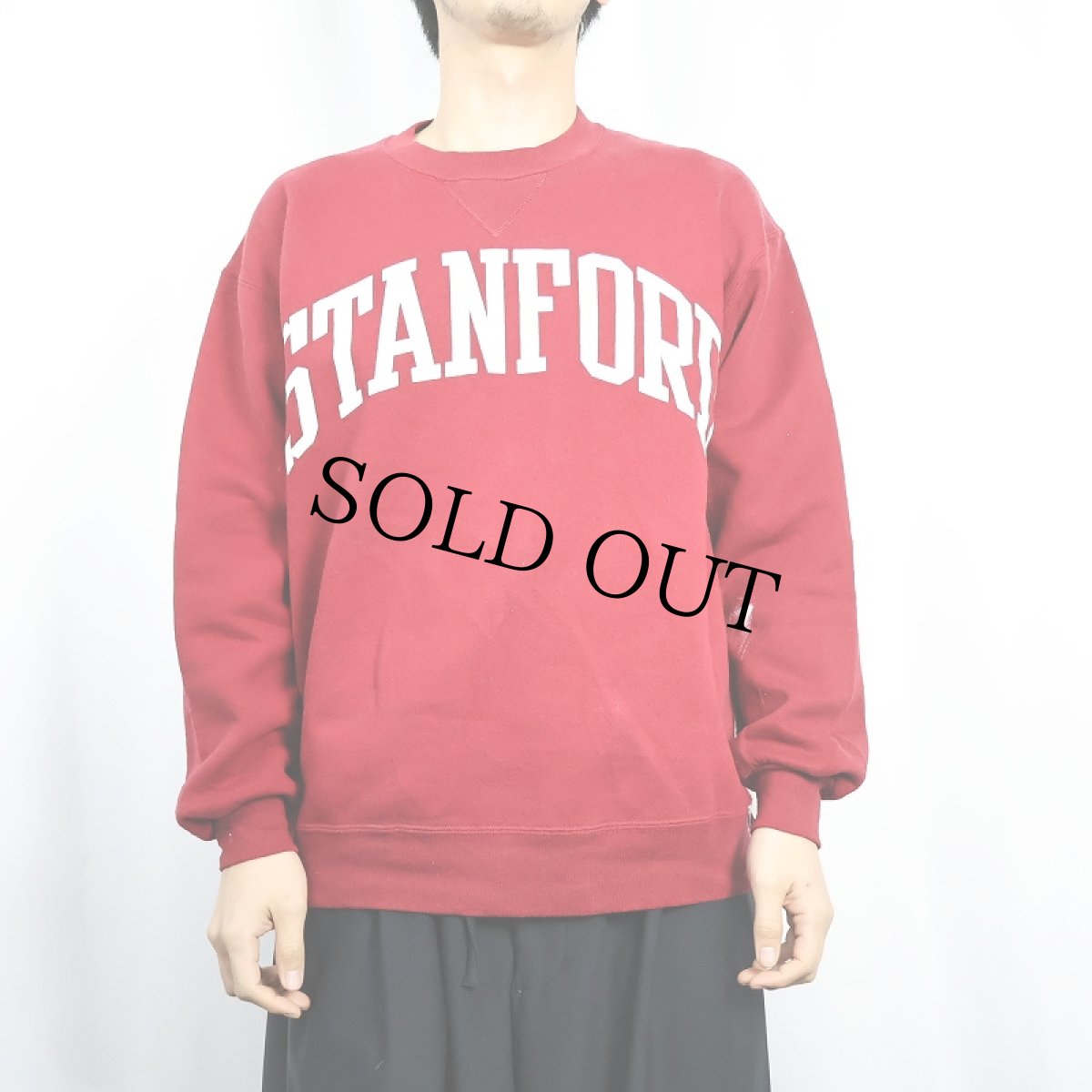 画像2: 90's RUSSELL ATHLETIC USA製 "STANFORD" 前V プリントスウェット XL (2)