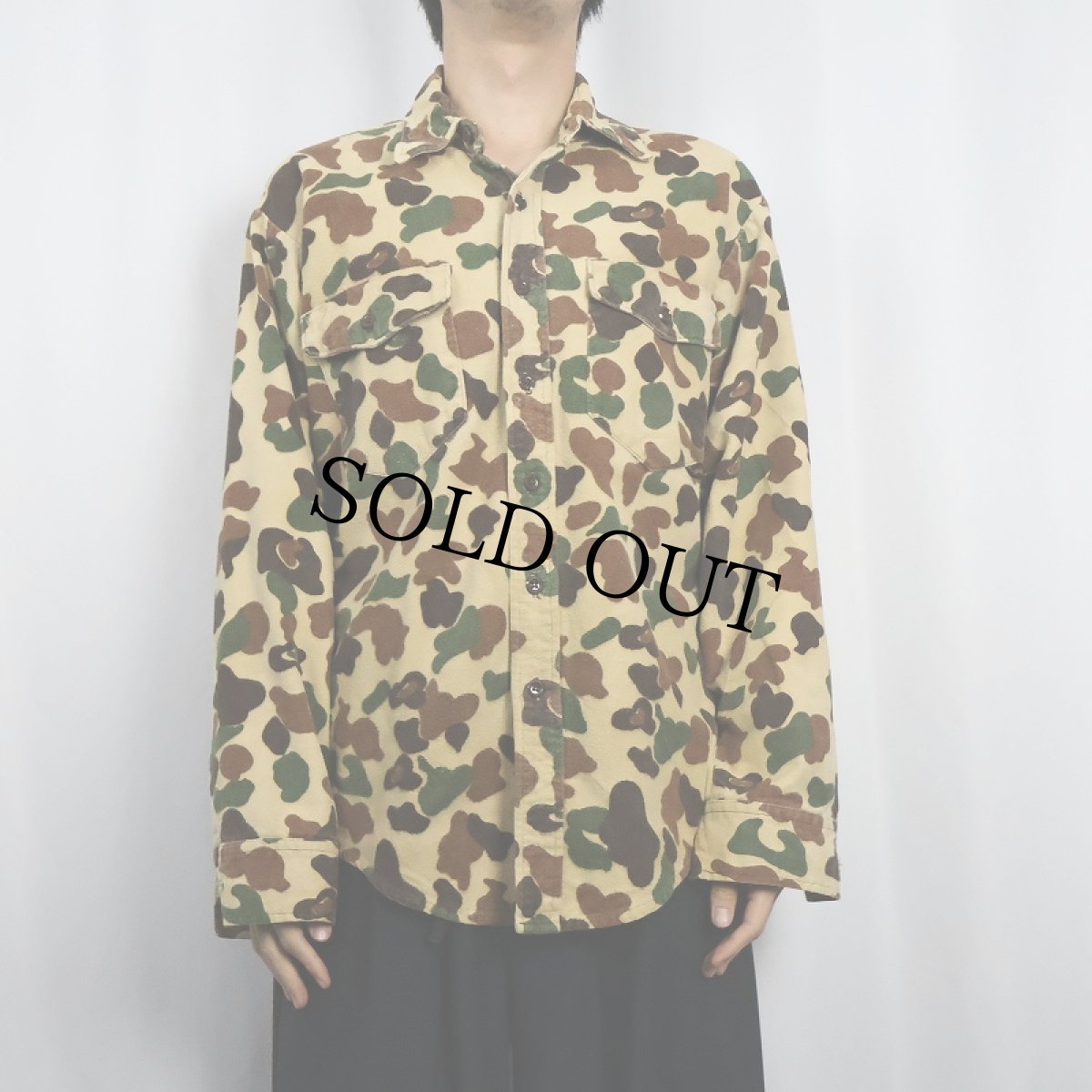 画像2: 80's Duxbak ダックハンターカモ柄 ライトネルシャツ L (2)