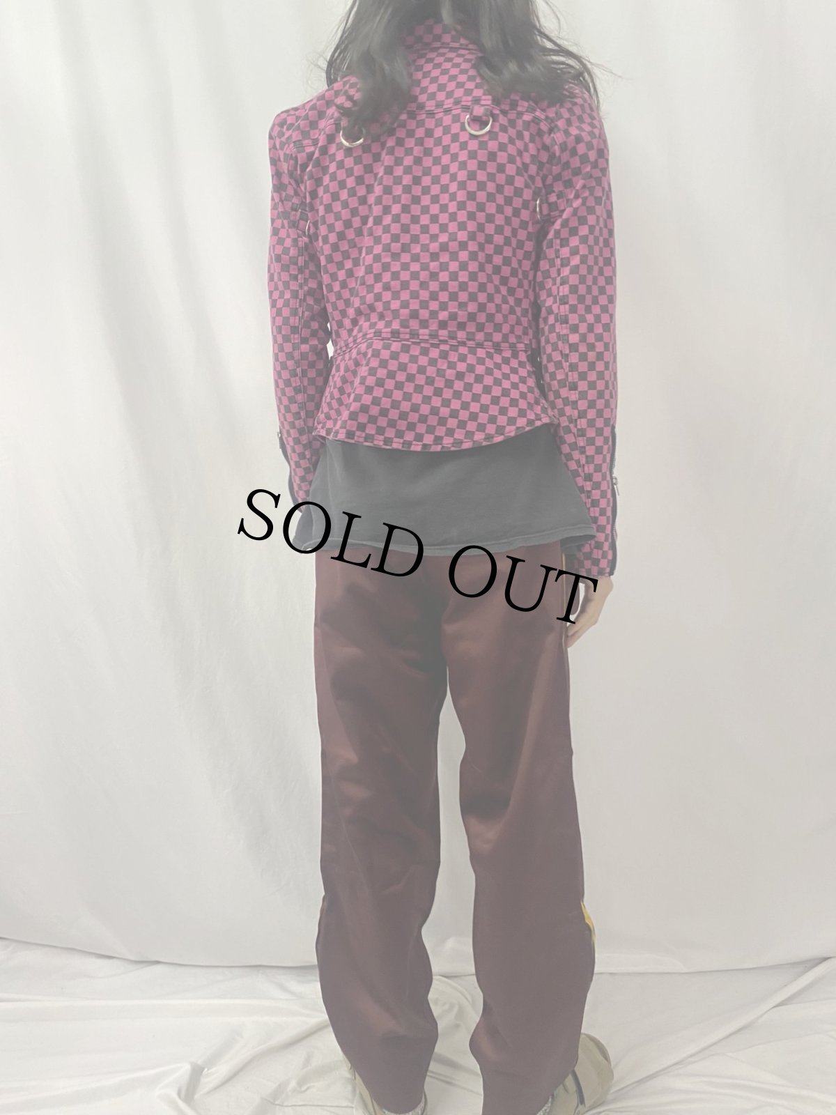 画像4: TRIPP NYC チェッカー柄 コットンダブルライダースジャケット L (4)