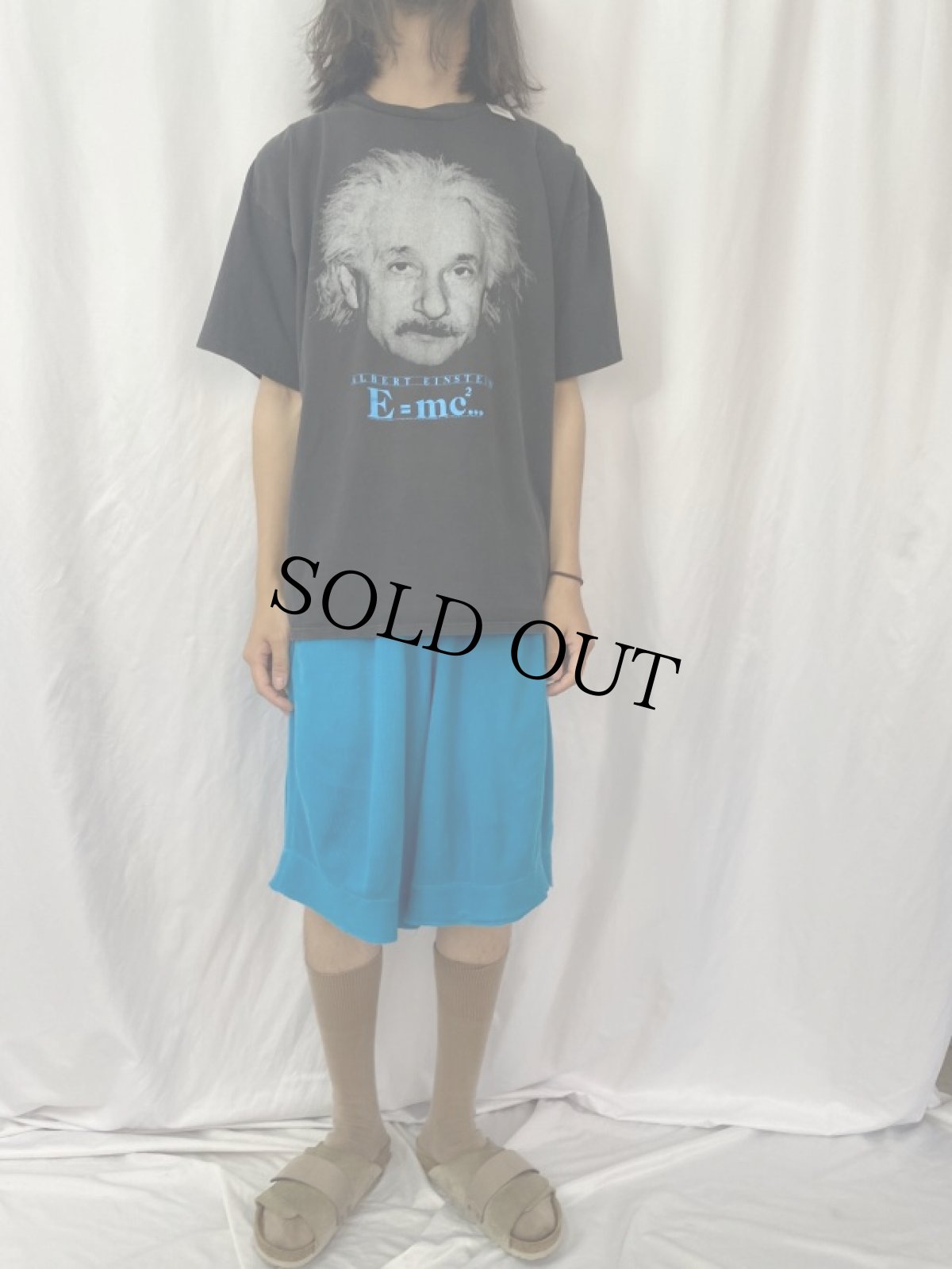 画像2: 90's Albert Einstein USA製 "E＝mc2" プリントTシャツ XL (2)
