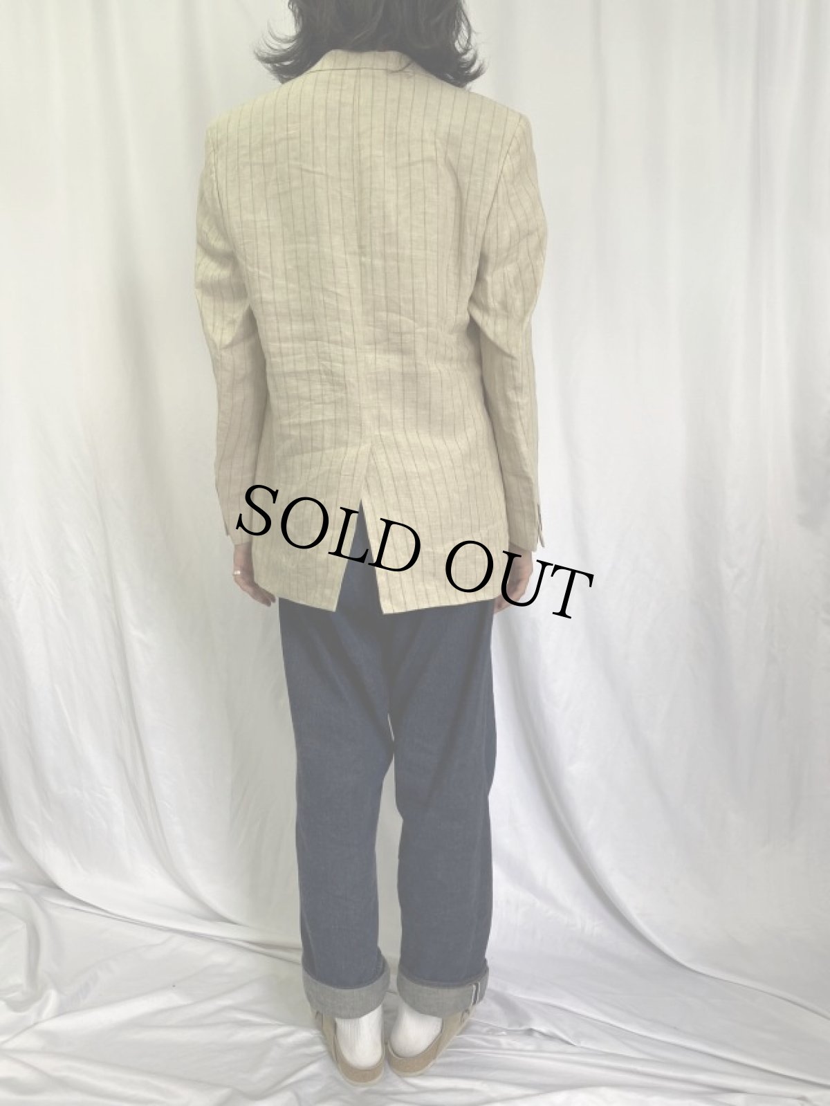 画像4: ビスコース×アセテート ストライプ柄 テーラードジャケット 38 (4)