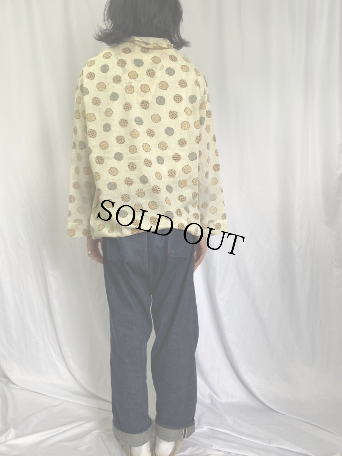 画像4: 70's Sears 総柄 コットンパジャマシャツ L (4)