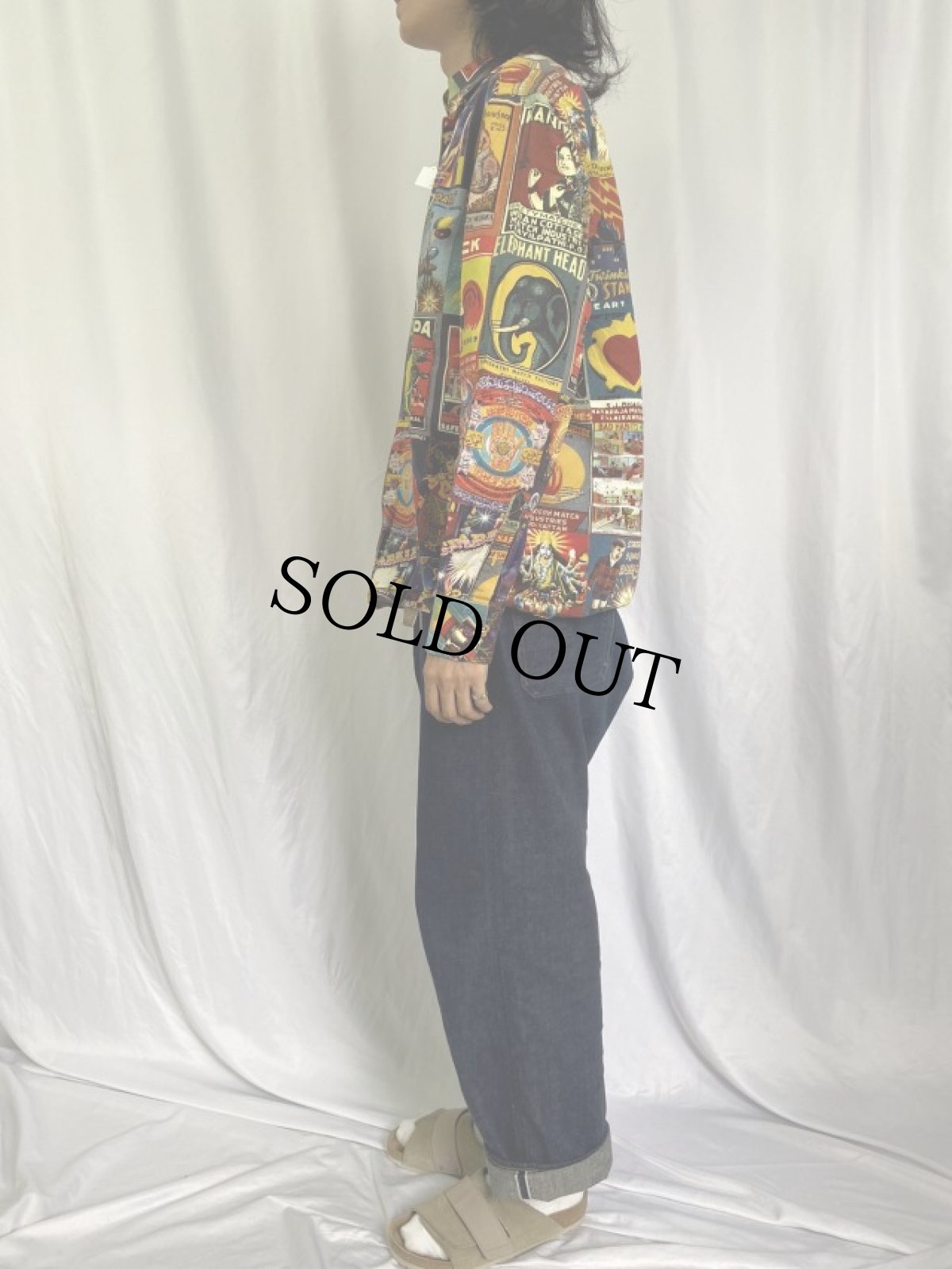 画像3: Standard Fireworks 企業総柄コットンシャツ XL (3)