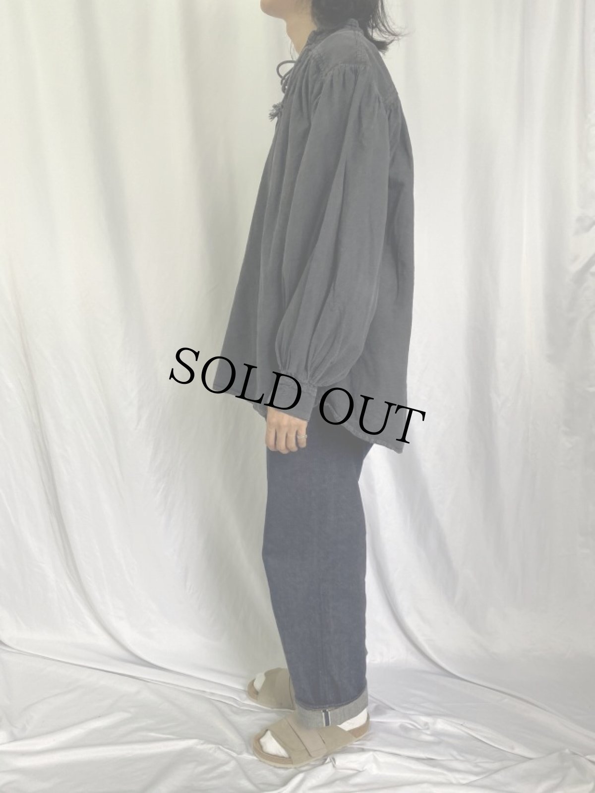 画像3: Leonardo Carbone レースアップ コットンプルオーバーシャツ XL (3)