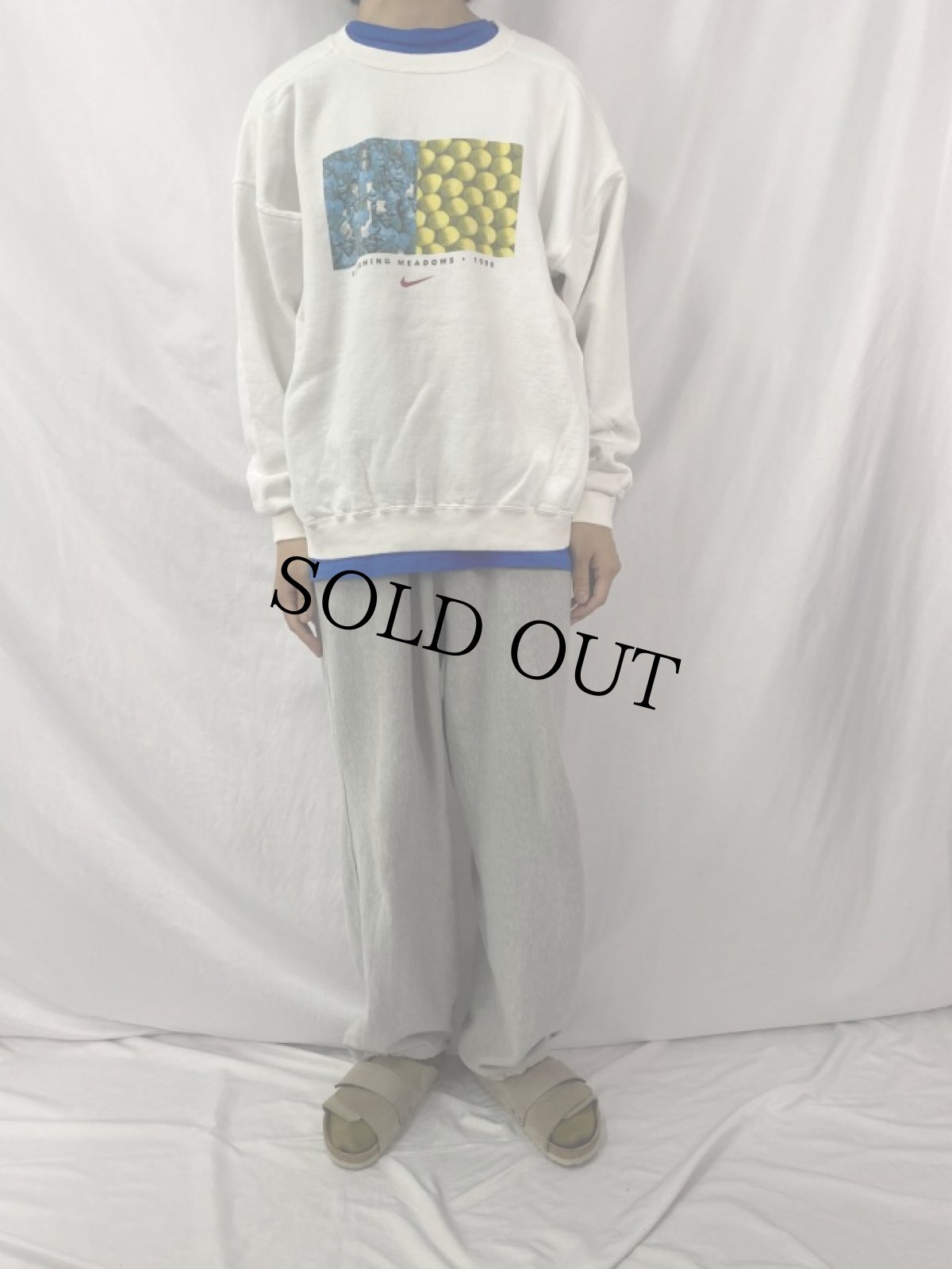 画像2: 90's NIKE USA製 "FLUSHING MEADOWS" プリントスウェット L (2)